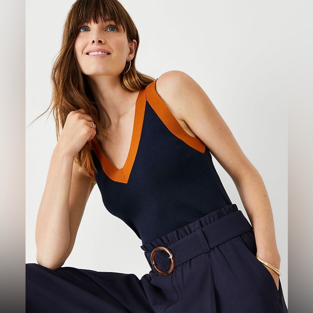 Ann Taylor Tipped Sweater Tank Top